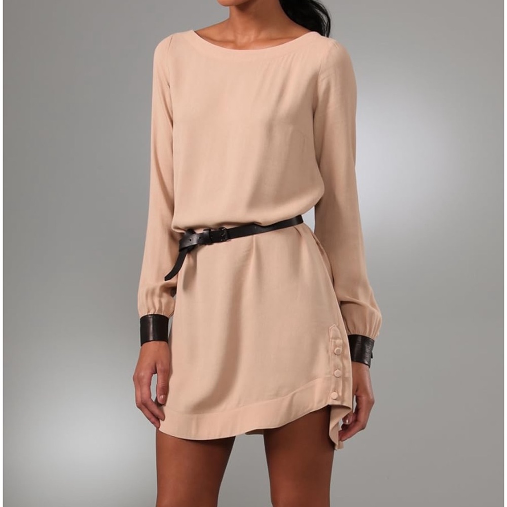 A.L.C. Tan Mini Dress with Leather Cuffs Size 4